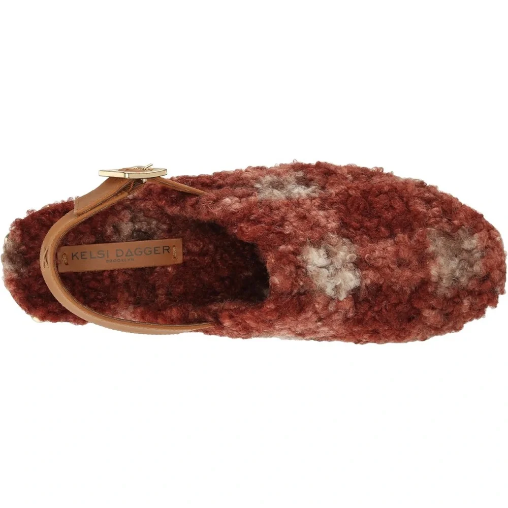 NEW Kelsi Dagger Brooklyn Warehouse Shearling garnet multi stud clog anthro 6.5 - Picture 5 of 13